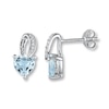 Thumbnail Image 0 of Aquamarine Heart Earrings Diamond Accents Sterling Silver