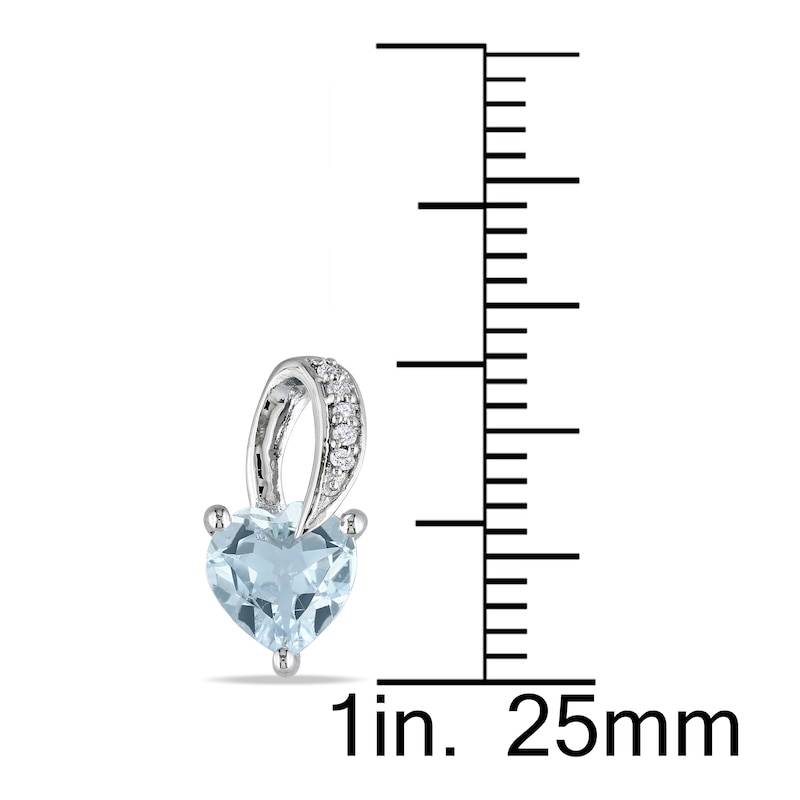 Main Image 2 of Aquamarine Heart Earrings Diamond Accents Sterling Silver
