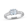 Aquamarine Ring 1/20 ct tw Diamonds Sterling Silver