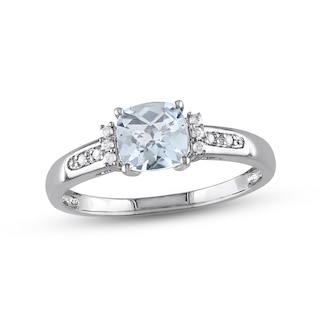 Aquamarine Ring 1/20 ct tw Diamonds Sterling Silver | Jared