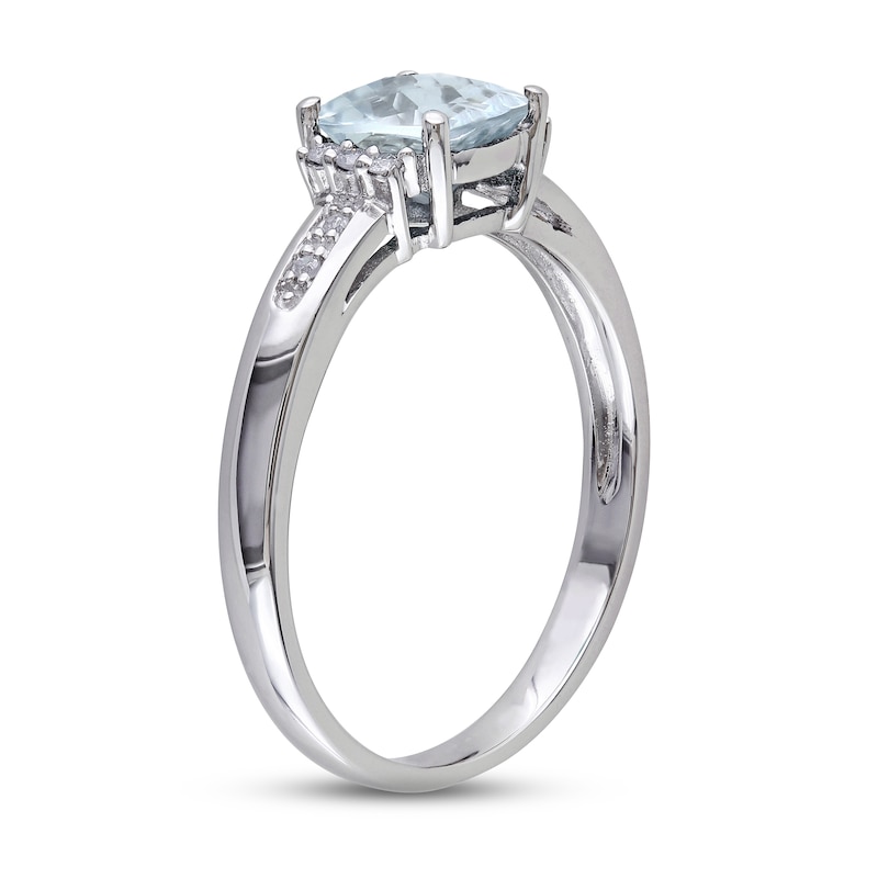 Main Image 2 of Aquamarine Ring 1/20 ct tw Diamonds Sterling Silver