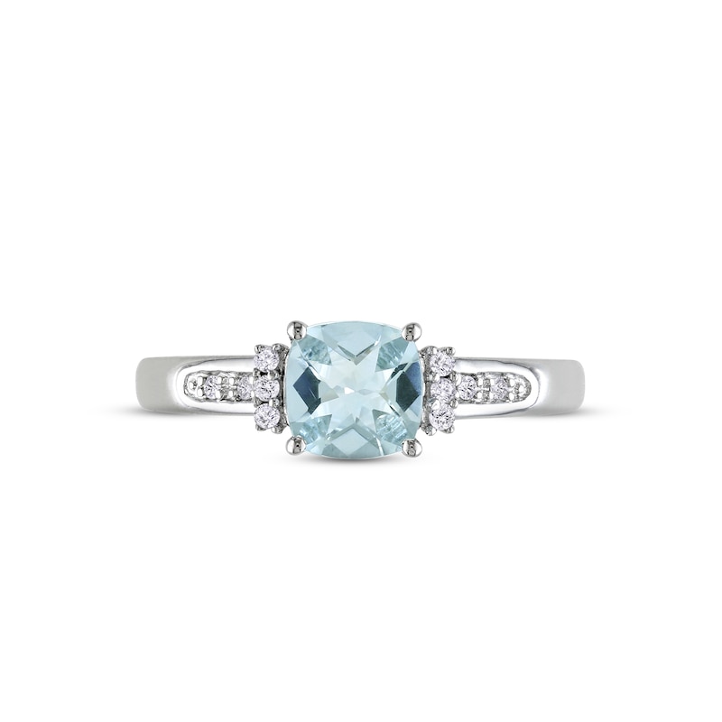 Main Image 3 of Aquamarine Ring 1/20 ct tw Diamonds Sterling Silver
