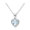 Thumbnail Image 1 of Aquamarine Heart Necklace Sterling Silver