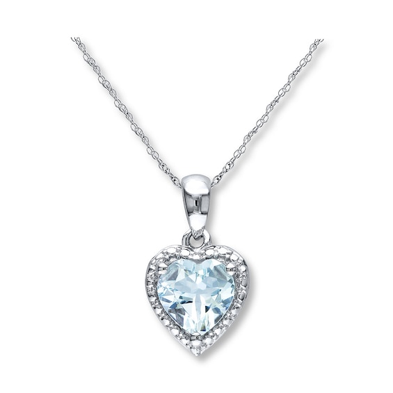 Aquamarine Heart Necklace Sterling Silver