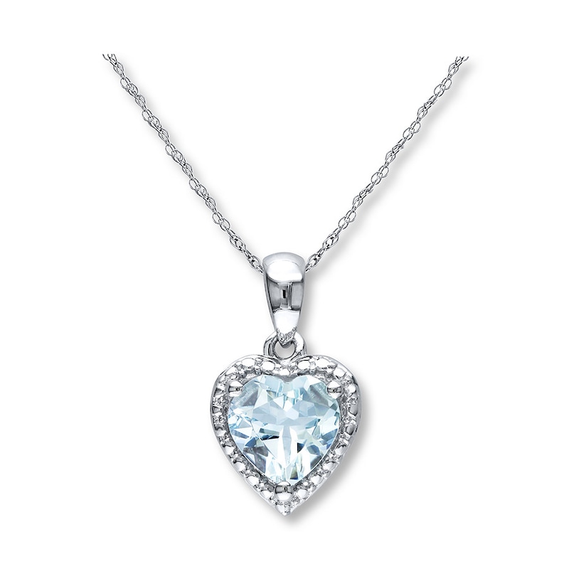 Aquamarine Heart Necklace Sterling Silver