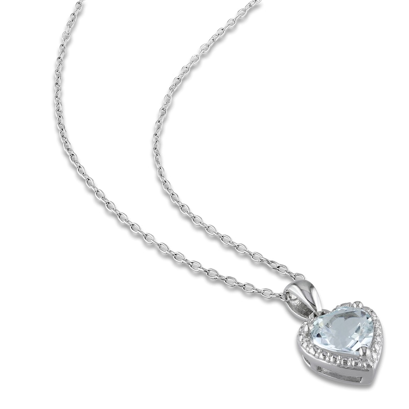 Main Image 2 of Aquamarine Heart Necklace Sterling Silver