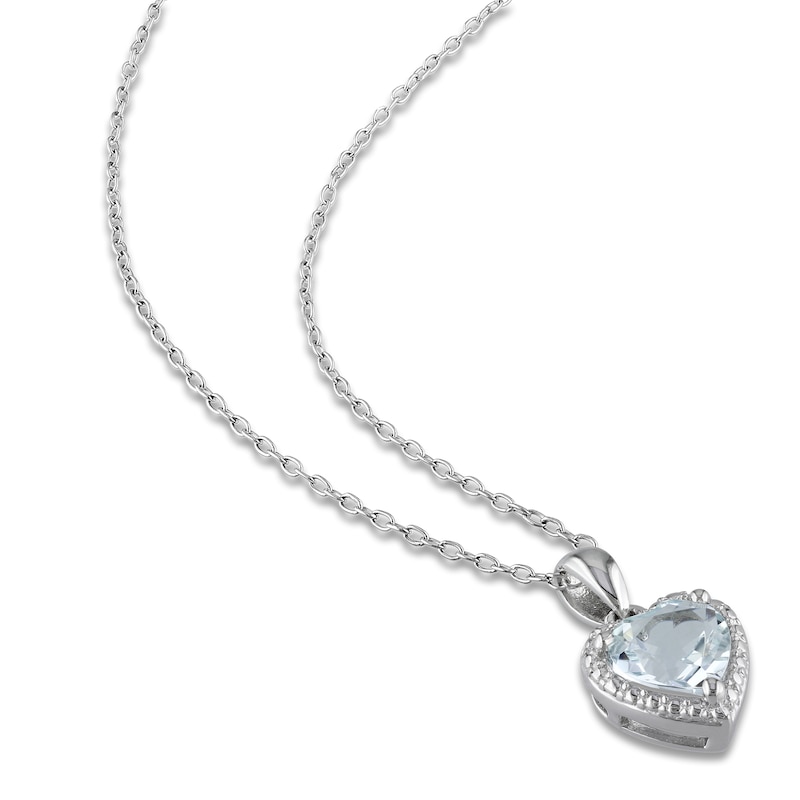 Aquamarine Heart Necklace Sterling Silver