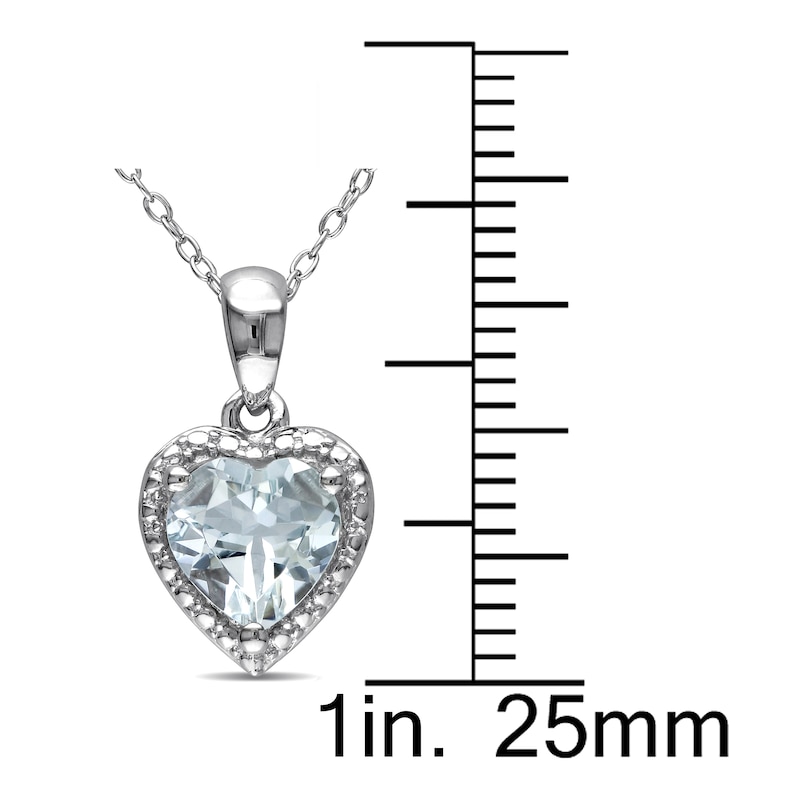 Aquamarine Heart Necklace Sterling Silver