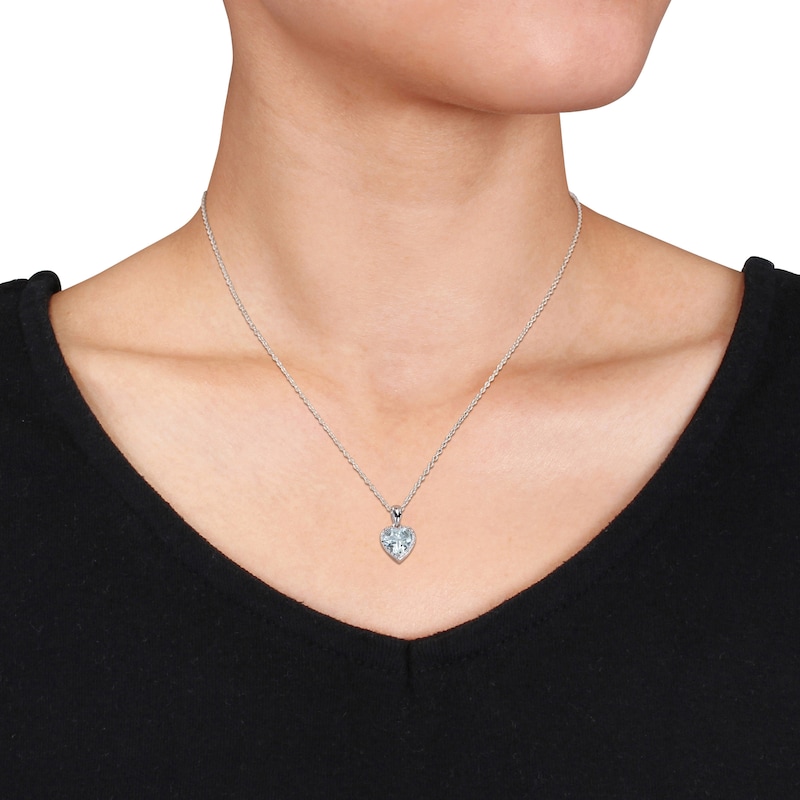 Main Image 4 of Aquamarine Heart Necklace Sterling Silver