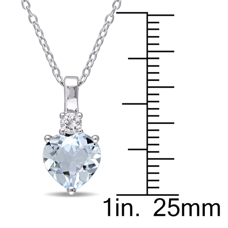 Main Image 3 of Aquamarine Heart Necklace Lab-Created Sapphire Sterling Silver