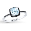 Aquamarine Ring 1/8 ct tw Black Diamonds 10K White Gold