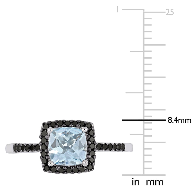 Main Image 4 of Aquamarine Ring 1/8 ct tw Black Diamonds 10K White Gold
