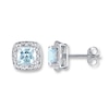 Thumbnail Image 0 of Aquamarine Earrings 1/10 ct tw Diamonds 10K White Gold