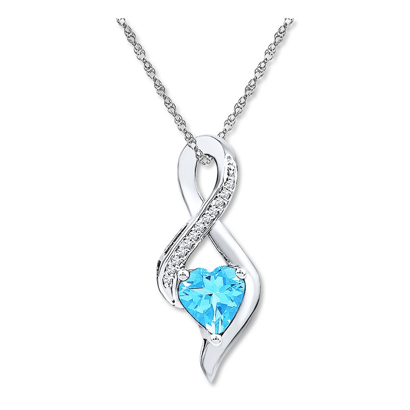 Main Image 1 of Heart-Shaped Topaz Necklace 1/20 ct tw Diamonds 10K White Gold