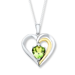 Peridot Necklace Diamond Accent Sterling Silver/10K Yellow Gold