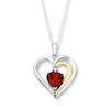 Thumbnail Image 0 of Heart Necklace Garnet Diamond Accents Sterling Silver/10K Yellow Gold