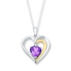 Thumbnail Image 1 of Heart Necklace Amethyst Diamond Accents Sterling Silver/10K Yellow Gold