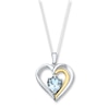 Thumbnail Image 0 of Heart Necklace Aquamarine Diamond Accents Sterling Silver/10K Yellow Gold