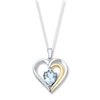 Thumbnail Image 1 of Heart Necklace Aquamarine Diamond Accents Sterling Silver/10K Yellow Gold