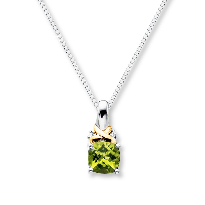 Main Image 1 of Peridot Necklace Diamond Accents Sterling Silver/10K Yellow Gold