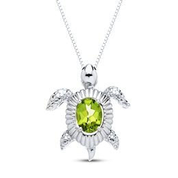 Peridot Turtle Necklace Sterling Silver