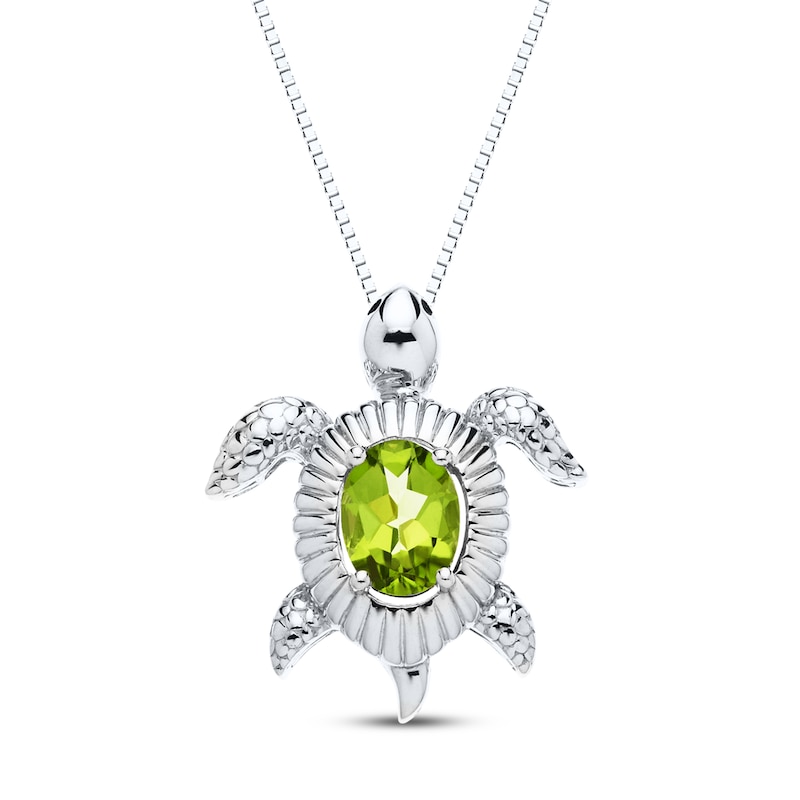 Main Image 1 of Peridot Turtle Necklace Sterling Silver