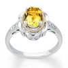 Citrine Ring Diamond Accents Sterling Silver/10K Yellow Gold