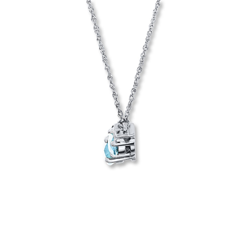 Aquamarine Necklace Diamond Accents 10K White Gold