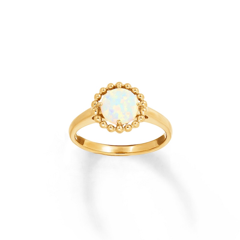 Main Image 1 of Lab-Created Opal Ring 10K Yellow Gold