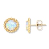 Thumbnail Image 1 of Lab-Created Opal Earrings 10K Yellow Gold