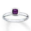 Stackable Lab-Created Amethyst Ring Sterling Silver