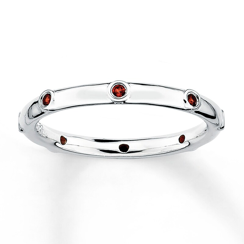 Stackable Garnet Ring Sterling Silver