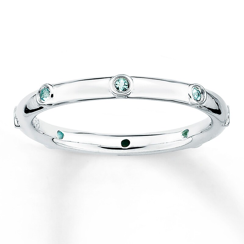 Stackable Aquamarine Ring Sterling Silver 2.25mm
