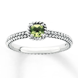 Stackable Peridot Ring Sterling Silver