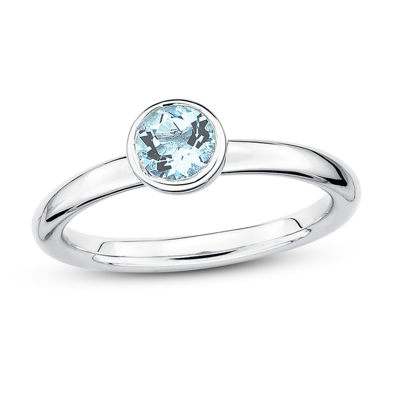 Stackable Aquamarine Ring Sterling Silver