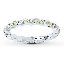 Stackable Ring Peridot & Diamond Sterling Silver