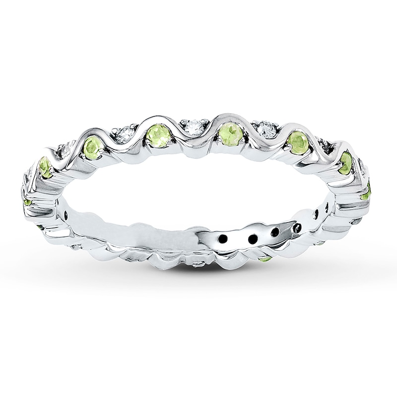 Stackable Ring Peridot & Diamond Sterling Silver