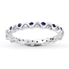 Stackable Amethyst Ring 1/8 ct tw Diamonds Sterling Silver