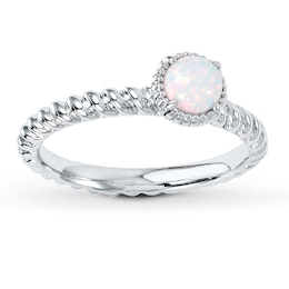 Stackable Ring Lab-Created Opal Sterling Silver
