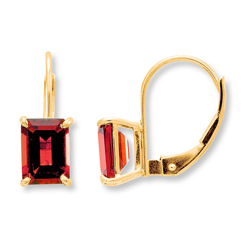 Garnet Earrings 14K Yellow Gold