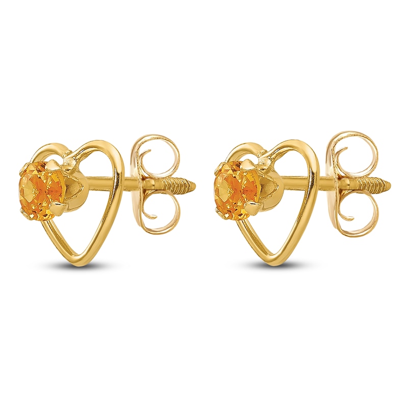 Main Image 2 of Citrine Heart Earrings 14K Yellow Gold
