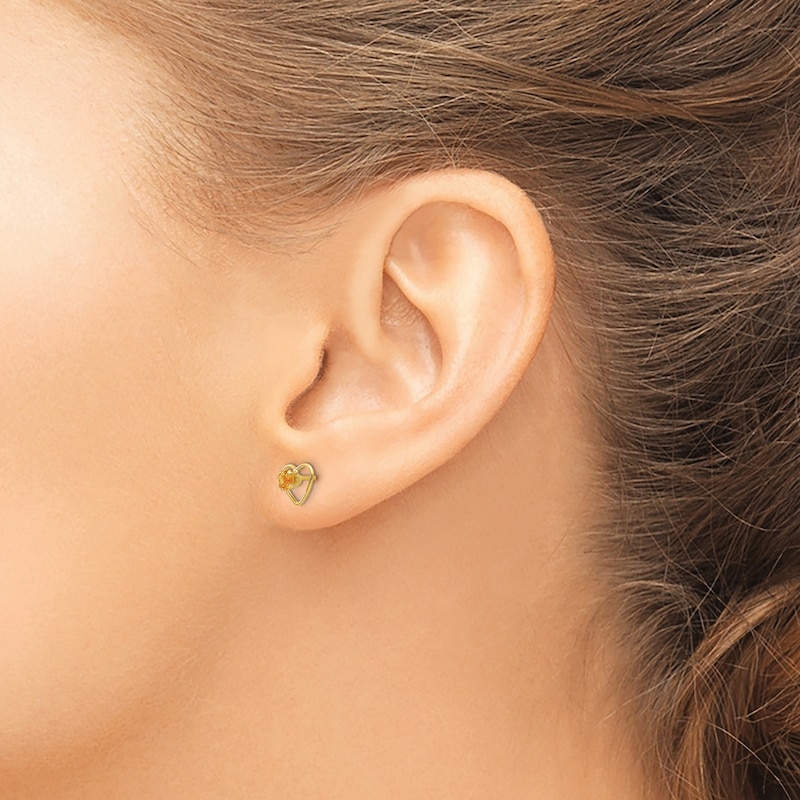Main Image 3 of Citrine Heart Earrings 14K Yellow Gold
