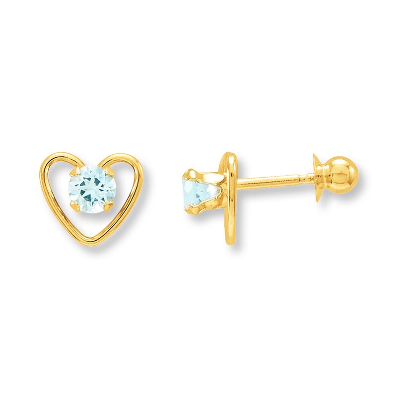 Main Image 1 of Aquamarine Earrings 14K Yellow Gold