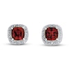 Thumbnail Image 1 of Garnet Earrings Diamond Accents Sterling Silver