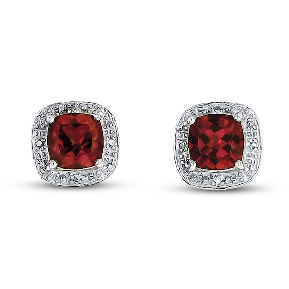 Garnet Earrings Diamond Accents Sterling Silver