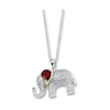 Thumbnail Image 1 of Elephant Necklace Garnet/Diamonds Sterling Silver/14K Yellow Gold