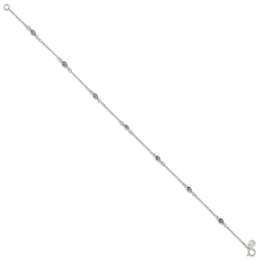 Amethyst Anklet Sterling Silver 9 Length