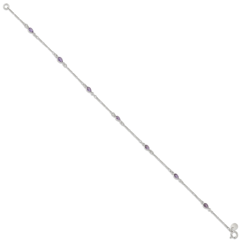 Main Image 1 of Amethyst Anklet Sterling Silver 9 Length