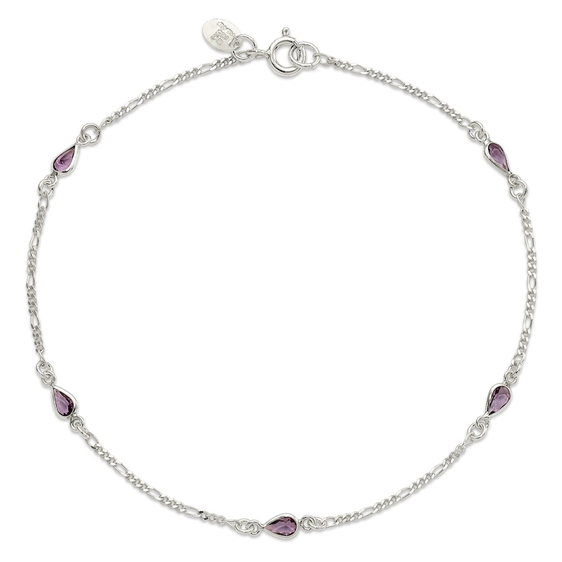 Main Image 2 of Amethyst Anklet Sterling Silver 9 Length