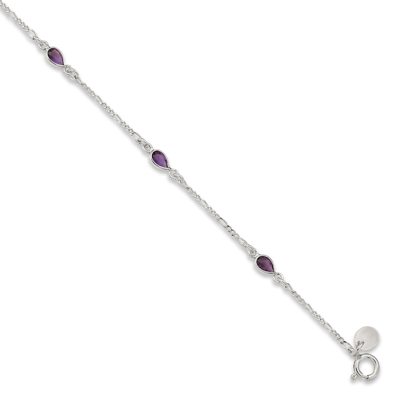 Main Image 3 of Amethyst Anklet Sterling Silver 9 Length